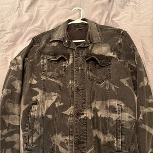 INC International Concepts Black and Gray Camouflage Jacket